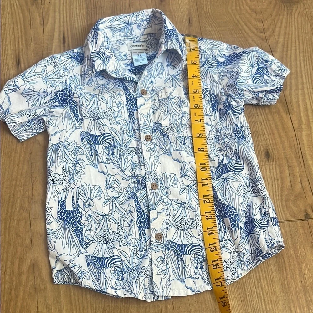 Carter's Blue and White Button Down Jungle Print